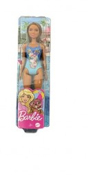 R Barbie Beach Puppe im blauen Badeanzug mit Rosenmuster