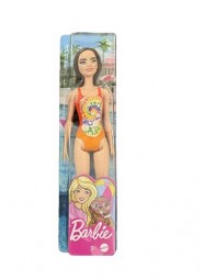 R Barbie Beach Puppe im orangen Badeanzug mit Hippie-Flower